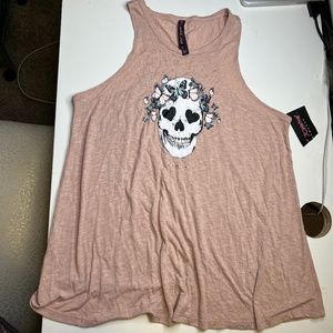 Betsey Johnson skull and butterfly tank top